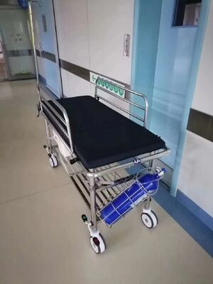 Stretcher medis non-magnetik dengan beban maksimum 240 kg dan bumper karet penuh untuk transportasi pasien yang aman